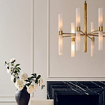 Люстра золотая с 16-ю тонкими цилиндрическими плафонами Shoulders варинант исполнения - 3 | Loft Concept в Челябинске