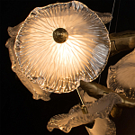 Люстра подвесная круглая с ветвистыми бронзовыми элементами и стеклянными рифлеными дисками Textured Glass Chandelier варинант исполнения - 5 | Loft Concept в Челябинске