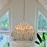 Люстра белая с несколькими ярусами деревянных палочек Bright Wooden Chandelier варинант исполнения - 2 | Loft Concept в Челябинске