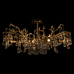 Потолочная люстра в виде ветвей деревьев золотого цвета с прозрачными подвесками-каплями Droplet Chandelier варинант исполнения - 2 | Loft Concept в Челябинске