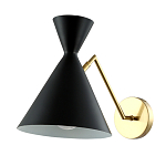 Бра черного цвета с конусообразным плафоном на золотом основании Loft Metal варинант исполнения - 1 | Loft Concept в Челябинске