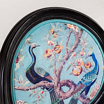 Полукресло из массива бука бирюзовое с изображением птиц и цветов Turquoise Chinoiserie Garden Chair варинант исполнения - 5 | Loft Concept в Челябинске