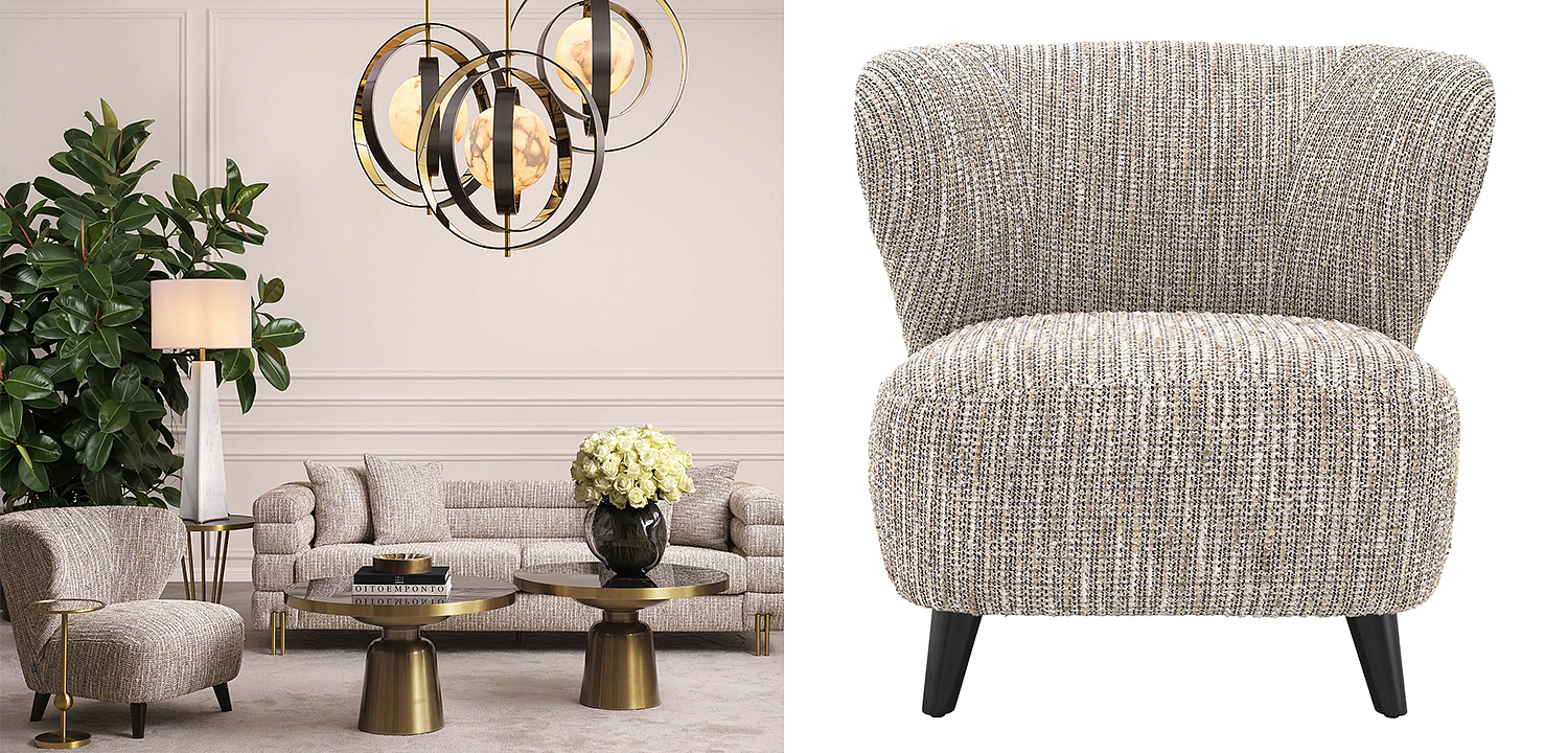 Кресло Eichholtz Chair Hydra Бежево-серый Черный Кресло Eichholtz Chair Hydra Бежево-серый Черный - Loft-Concept в Челябинске