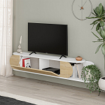 ТВ-тумба подвесная белая с полкой и откидной дверцей цвета древесины TONE TV STAND WHITE варинант исполнения - 3 | Loft Concept в Челябинске