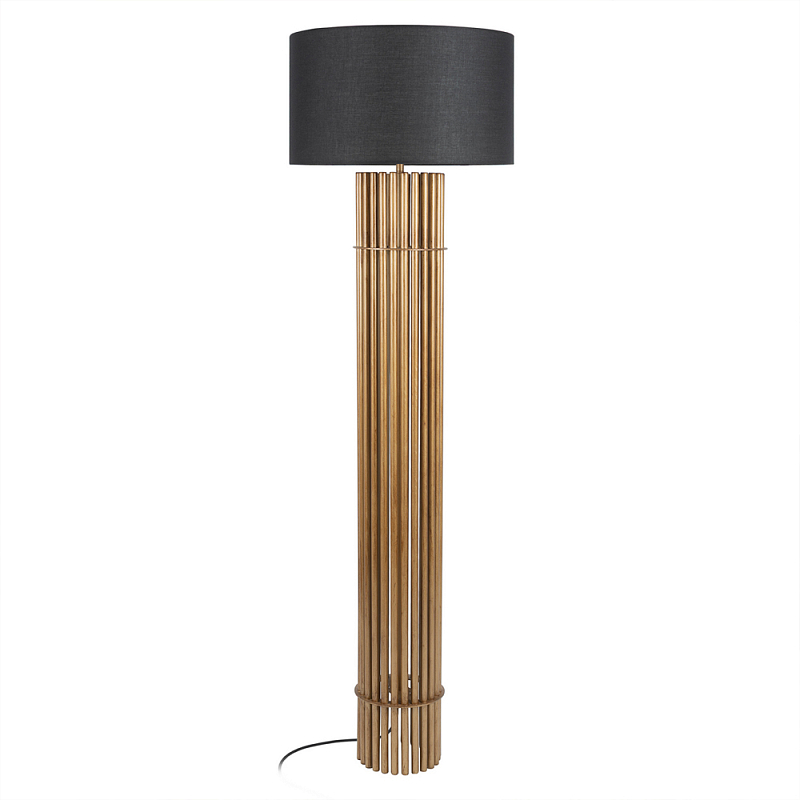Торшер с металлическим золотым трубчатым основанием Fulgurite Золотой Черный в Челябинске | Loft Concept 