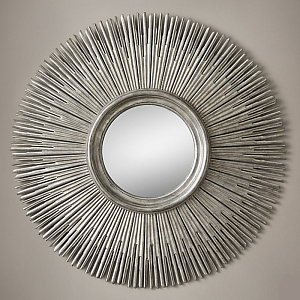 ROUND SUNBURST MIRROR Silver