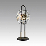 Настольная лампа черного цвета с круглым прозрачным стеклянным плафоном Virelia  варинант исполнения - 3 | Loft Concept в Челябинске