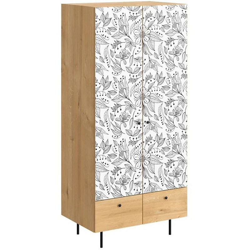 Шкаф с принтом Floral notes С принтом, робиния брэнсон Черный Белый Шкаф с принтом Floral notes С принтом, робиния брэнсон Черный Белый в Челябинске | Loft Concept