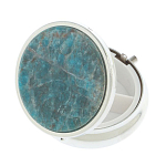 Таблетница карманная круглая с 3-мя отделениями и накладкой из натурального камня Апатит Голубой Silver Stone Pillboxes варинант исполнения - 2 | Loft Concept в Челябинске