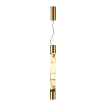 Подвесной светильник цилиндрической формы с плафоном из алебастра и металлическими торцами Латунь 60 см Cryptocrystalline Stone варинант исполнения - 2 | Loft Concept в Челябинске