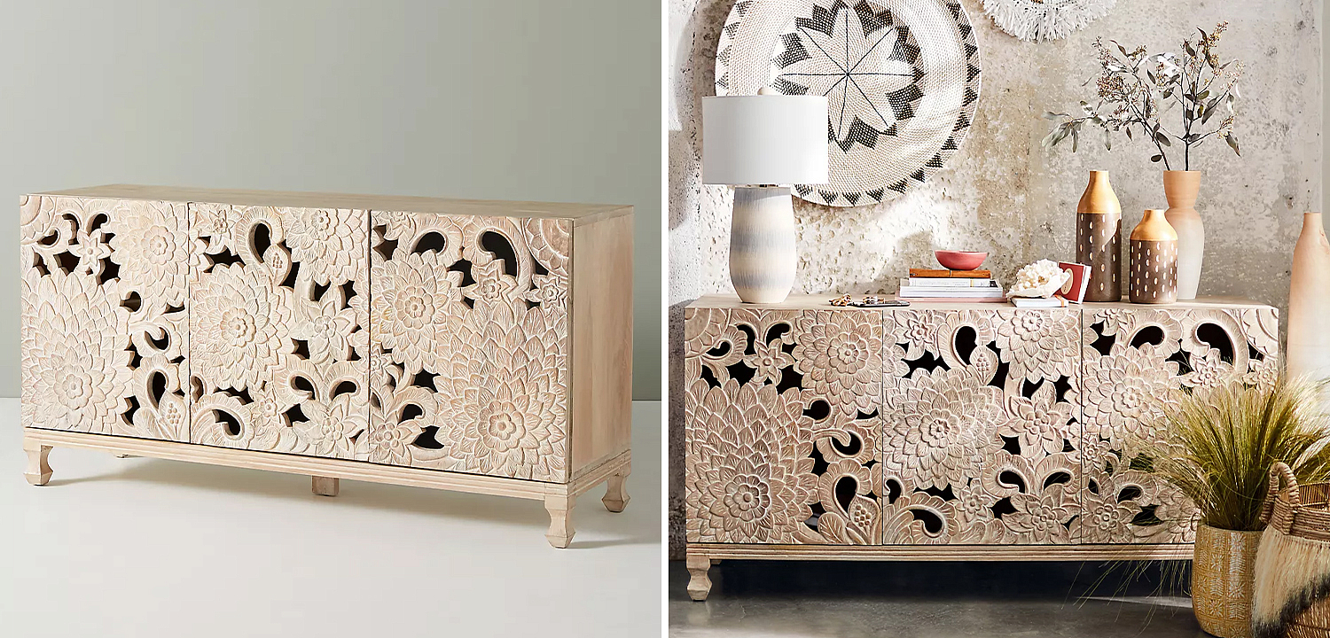 Буфет Handcarved Lotus Media Console Буфет Handcarved Lotus Media Console - Loft-Concept в Челябинске