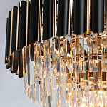 Люстра из черного металла с многоярусными подвесками из прозрачного хрусталя на золотой цепи Empire Black Chandelier Crystal варинант исполнения - 6 | Loft Concept в Челябинске