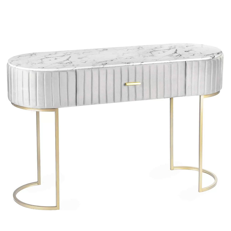 Консоль овальная на золотистых фигруных ножках Wall Console Белый Золотой в Челябинске | Loft Concept 