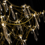 Люстра подвесная с изогнутым металлическим каркасом и множеством хрустальных подвесок Золото Диаметр 80 см Quasar варинант исполнения - 1 | Loft Concept в Челябинске