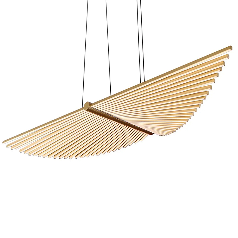 Люстра в виде распахнутых крыльев из тонких металлических планок Flight of Freedom Черный Золотой в Челябинске | Loft Concept 