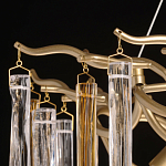 Люстра линейная золотого цвета с декоративными ветвями и длинными стеклянными подвесками в форме сосулек Droplet Chandelier варинант исполнения - 7 | Loft Concept в Челябинске