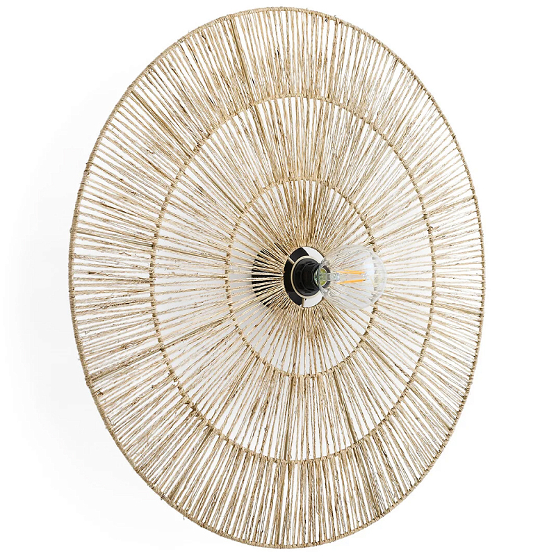 Круглый настенный светильник с декором из пеньковой веревки Alano Wall Lamp Бежевый Круглый настенный светильник с декором из пеньковой веревки Alano Wall Lamp Бежевый в Челябинске | Loft Concept