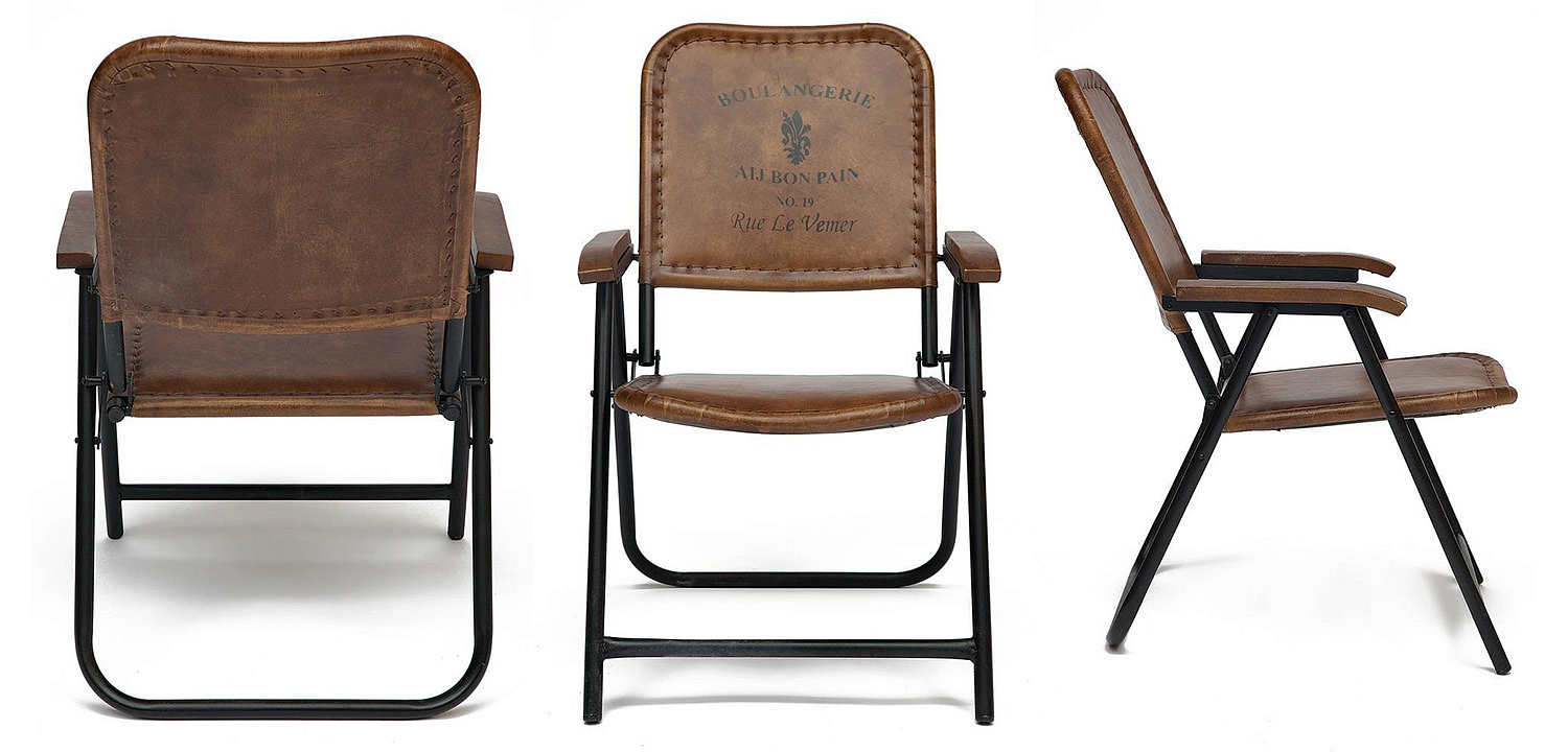 Складной кожаный стул Industrial Folding buffalo leather chair Складной кожаный стул Industrial Folding buffalo leather chair - Loft-Concept в Челябинске