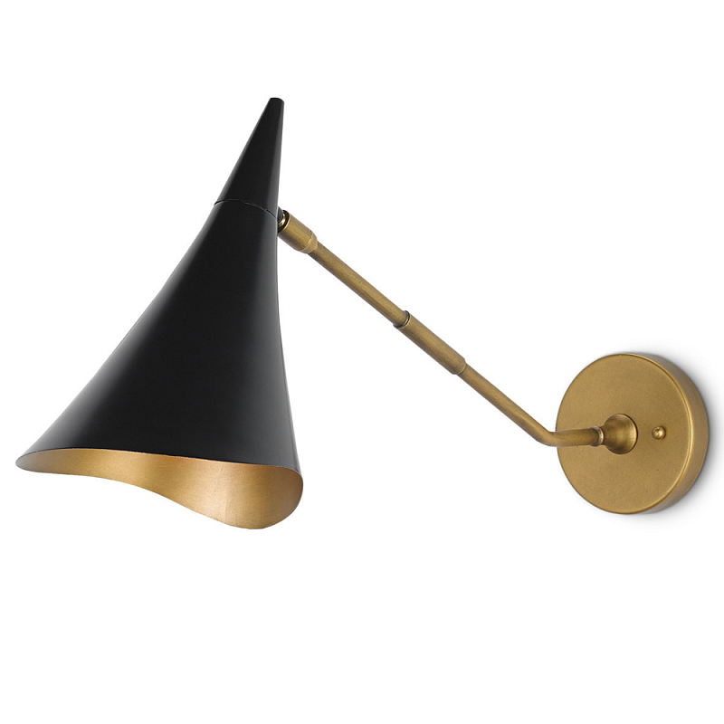 Бра с черными конусообразным плафоном Contrasting Lamps Черный Латунь Бра с черными конусообразным плафоном Contrasting Lamps Черный Латунь в Челябинске | Loft Concept