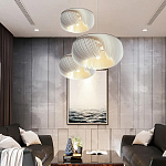 Подвесной светильник с белыми изящными декоративными лепестками Volumetric Petal Lamp варинант исполнения - 7 | Loft Concept в Челябинске