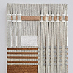 Панно из шнура Бежевая геометрическая абстракция wall panel line beige  варинант исполнения - 1 | Loft Concept в Челябинске