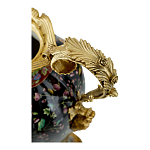 Ваза из фарфора черная с цветочной росписью и бронзовыми элементами Spring Garden варинант исполнения - 2 | Loft Concept в Челябинске