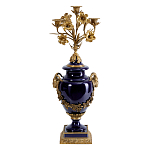 Подсвечник из темно-синего фарфора с бронзовыми элементами и цветами Eden Garden варинант исполнения - 1 | Loft Concept в Челябинске