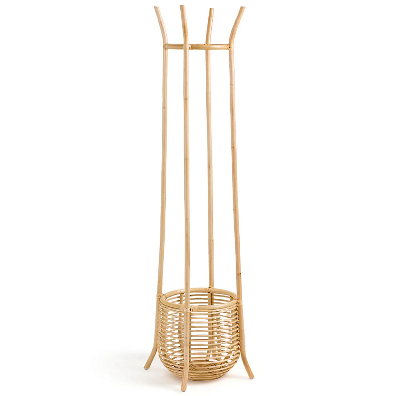 Напольная вешалка с корзиной из ротанга Trina Wicker Floor Hanger Бежевый Напольная вешалка с корзиной из ротанга Trina Wicker Floor Hanger Бежевый в Челябинске | Loft Concept