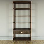 Стеллаж Elsa Dreams Walnut со стеклянными полками и ящиком варинант исполнения - 4 | Loft Concept в Челябинске