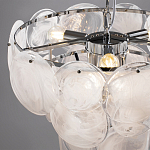 Люстра из белых стеклянных дисков на серебрянном каркасе White Glowing Reflectors варинант исполнения - 5 | Loft Concept в Челябинске