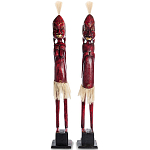 Комплект из 2-х деревянных статуэток Asmat Tall Statuettes Red варинант исполнения - 1 | Loft Concept в Челябинске