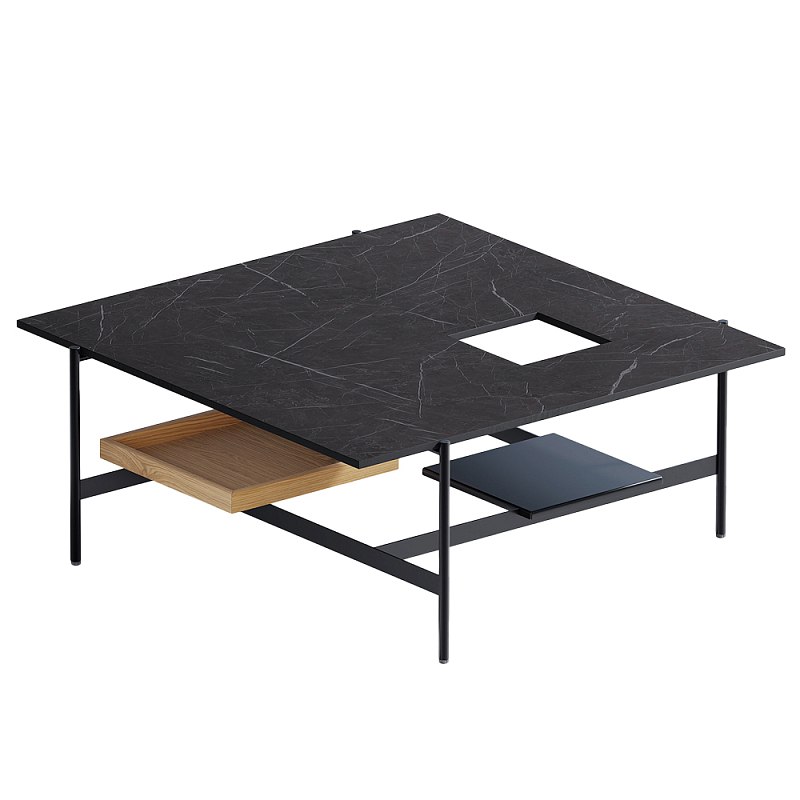 Karat журнальный столик цвета тёмный камень с съемным подносом Серый Черный в Челябинске | Loft Concept 