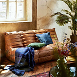 Дизайнерский кожаный диван коричневый без подлокотников Aveline Leather Sofa варинант исполнения - 6 | Loft Concept в Челябинске