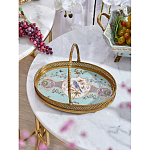 Блюдо овальное с ручкой и голубым фарфоровым дном с цветочным рисунком Blue Garden варинант исполнения - 3 | Loft Concept в Челябинске