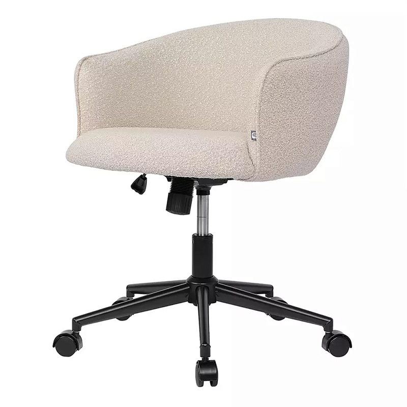 Кресло офисное полукруглое с буклированной обивкой Adjustable Chair Бежевый Кресло офисное полукруглое с буклированной обивкой Adjustable Chair Бежевый в Челябинске | Loft Concept