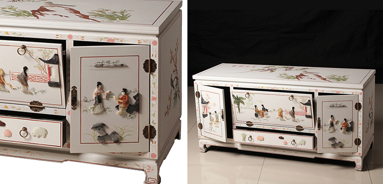 Белый Комод в Китайском стиле с каменным Барельефом Walk in the Garden Chinese Chest of Drawers Белый Комод в Китайском стиле с каменным Барельефом Walk in the Garden Chinese Chest of Drawers - Loft-Concept в Челябинске