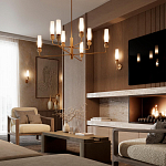 Люстра на штанге с 8-ю цилиндрическими матовыми плафонами и шарами из камня Orb Essence варинант исполнения - 9 | Loft Concept в Челябинске