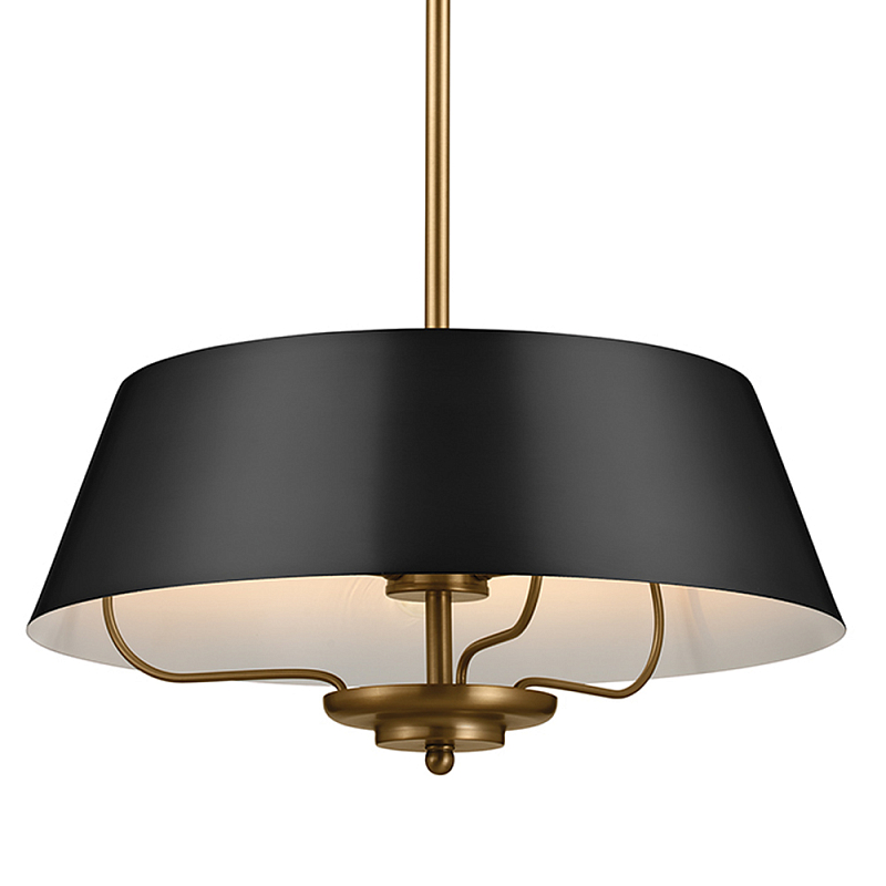 Подвесной светильник с конусовидным металлическим абажуром черного цвета Kichler Латунь Черный в Челябинске | Loft Concept 