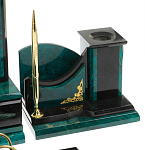 Настольный письменный набор из змеевика тёмно-зелёного цвета с декором в виде орла Successful Leader варинант исполнения - 5 | Loft Concept в Челябинске