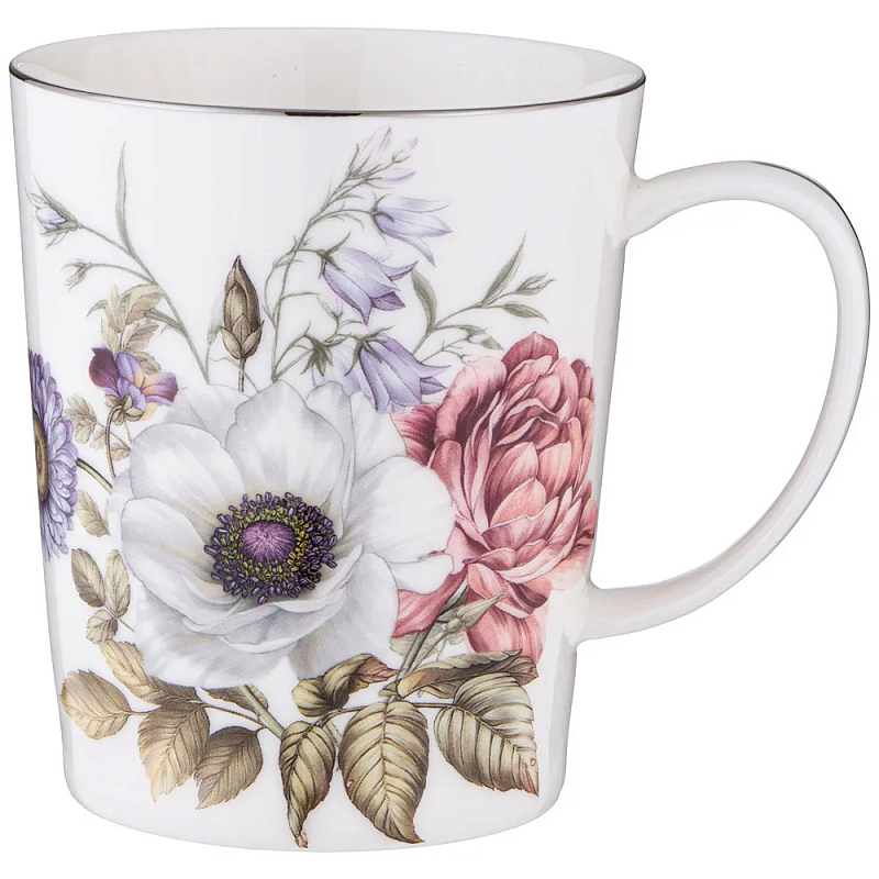 Кружка фарфоровая с рисунком цветов 400 мл Garden Whisper Porcelain Set Белый Мульти Кружка фарфоровая с рисунком цветов 400 мл Garden Whisper Porcelain Set Белый Мульти в Челябинске | Loft Concept