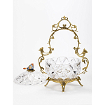 Конфетница с бронзовой ручкой и фарфоровой птичкой на крышке Eden Garden варинант исполнения - 2 | Loft Concept в Челябинске