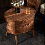 Прикроватный столик из дерева с 2-мя ящиками Moon Walnut Furniture варинант исполнения - 3 | Loft Concept в Челябинске