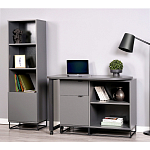 Стеллаж книжный цвета графит с 3-мя открытыми полками и дверкой Strict Lines варинант исполнения - 4 | Loft Concept в Челябинске