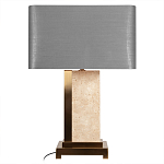 Настольная лампа с основанием из натурального камня c серым прямоугольным абажуром Lapis Tiburtinus варинант исполнения - 1 | Loft Concept в Челябинске