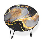 Стол журнальный с круглой столешницей из стекла Gold and Black Marble варинант исполнения - 2 | Loft Concept в Челябинске