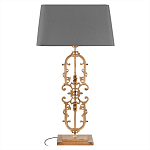 Настольная лампа на ажурном чугунном основании с тканевым серым абажуром Openwork Lamp варинант исполнения - 1 | Loft Concept в Челябинске