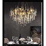 Люстра черная с прозрачными стеклянными подвесками в форме капель FAIRYTREE Light варинант исполнения - 4 | Loft Concept в Челябинске