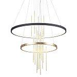 Люстра подвесная с 2-мя круглыми подвесами в черном и золотистом цвете и вертикальными подвесками Ring Horizontal варинант исполнения - 1 | Loft Concept в Челябинске