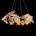 Люстра круглая на золотом каркасе с птичками и цветочным декором Miscellaneous herbs варинант исполнения - 4 | Loft Concept в Челябинске