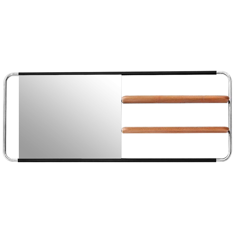 Настенное зеркало с двумя полками Two Shelves Functional Mirrors Древесина Черный Хром Настенное зеркало с двумя полками Two Shelves Functional Mirrors Древесина Черный Хром в Челябинске | Loft Concept